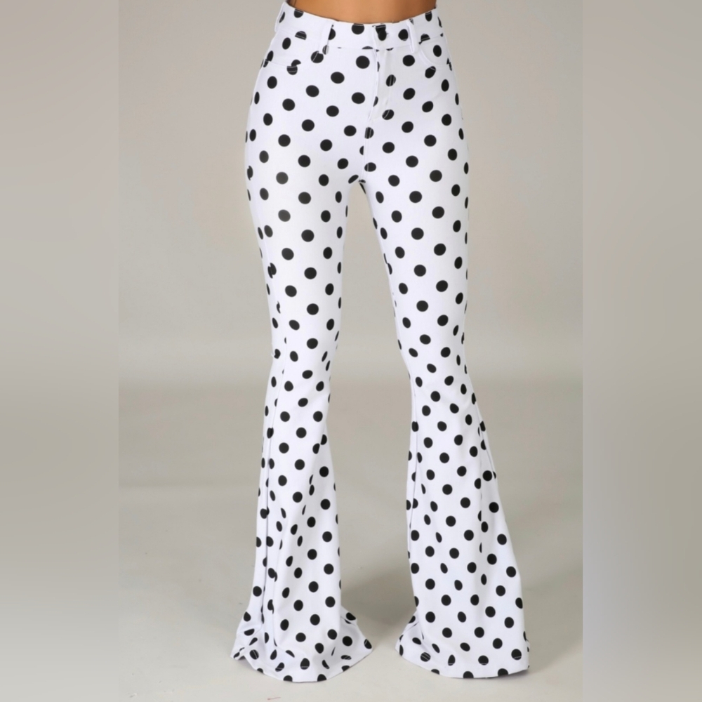 Boutique Flare Highwaisted Bell Bottom long Polka Dot Pants